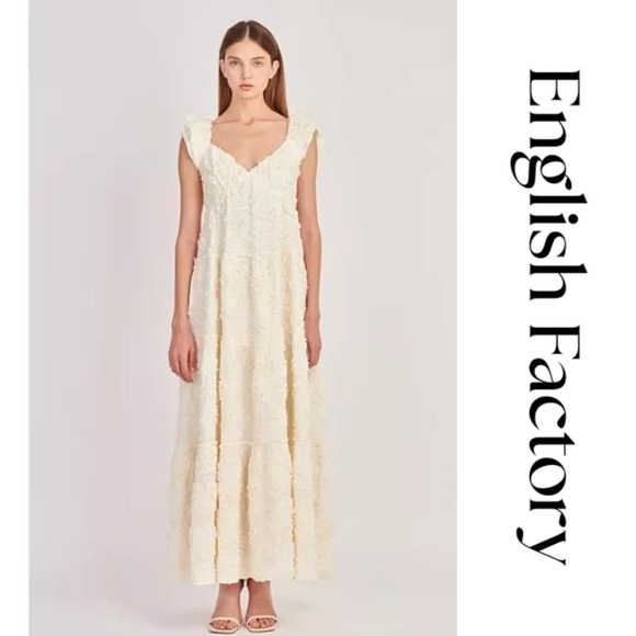 English Factory- Ribbon Embroidered Tiered Maxi Dress - Picture 5 of 6